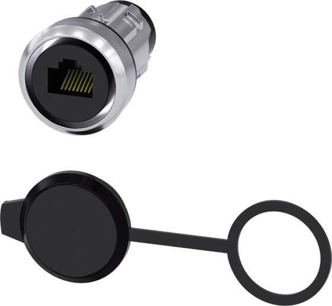 ARDEBO.de Siemens 3SU1950-0GB80-0AA0 RJ45 Anschluss, 22 mm, Metall hochglanz, silber