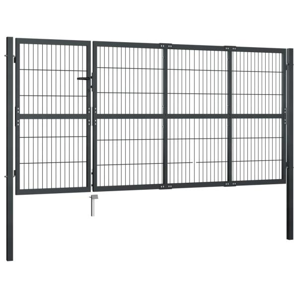 Gartentor mit Pfosten Stahl 350×120 cm Anthrazit