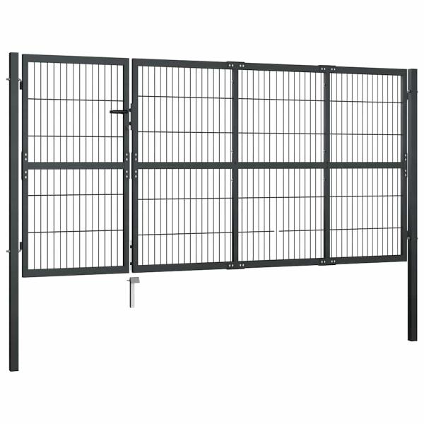 Gartentor mit Pfosten Stahl 350×120 cm Anthrazit