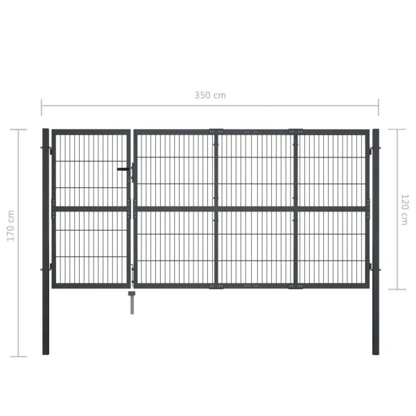 Gartentor mit Pfosten Stahl 350×120 cm Anthrazit