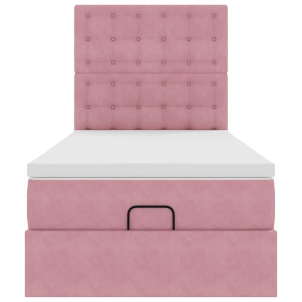Ottoman-Bett mit Matratzen & LEDs Rosa 80x200 cm Samt
