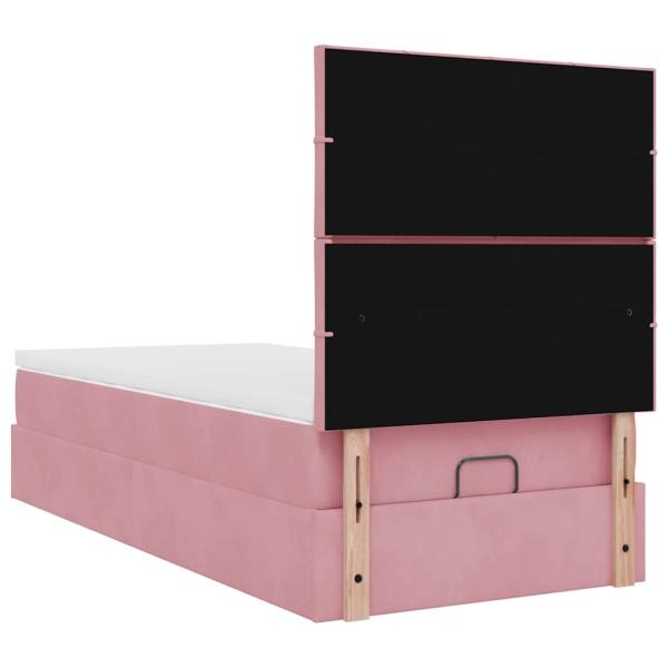 Ottoman-Bett mit Matratzen & LEDs Rosa 90x190 cm Samt