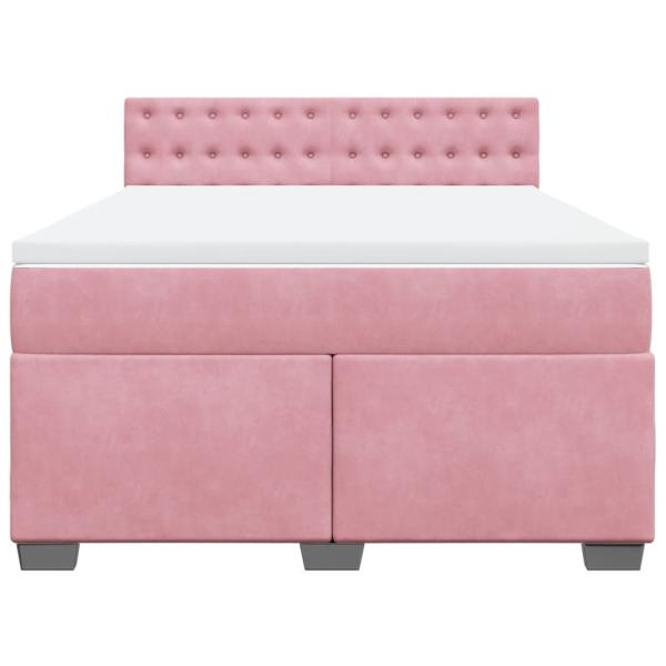 Boxspringbett mit Matratze Rosa 160x200 cm Samt