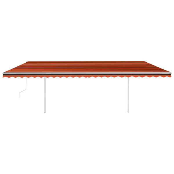 Markise Automatisch Einziehbar mit Pfosten 6x3,5 m Orange Braun