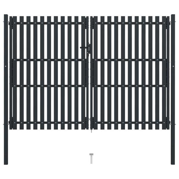 ARDEBO.de - Doppelflügel Zauntor Stahl 306x250 cm Anthrazit