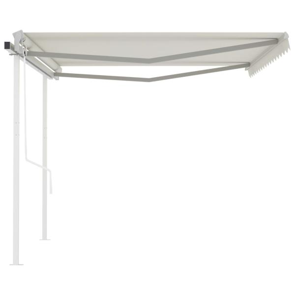 Markise Automatisch Einziehbar mit Pfosten 4x3,5 m Creme
