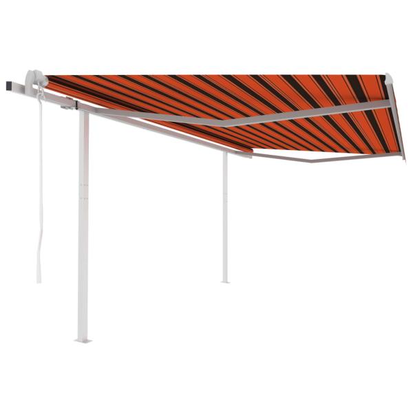 ARDEBO.de - Markise Automatisch Einziehbar mit Pfosten 4,5x3 m Orange Braun