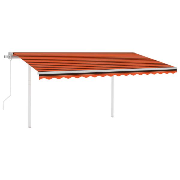 Markise Automatisch Einziehbar mit Pfosten 4,5x3 m Orange Braun