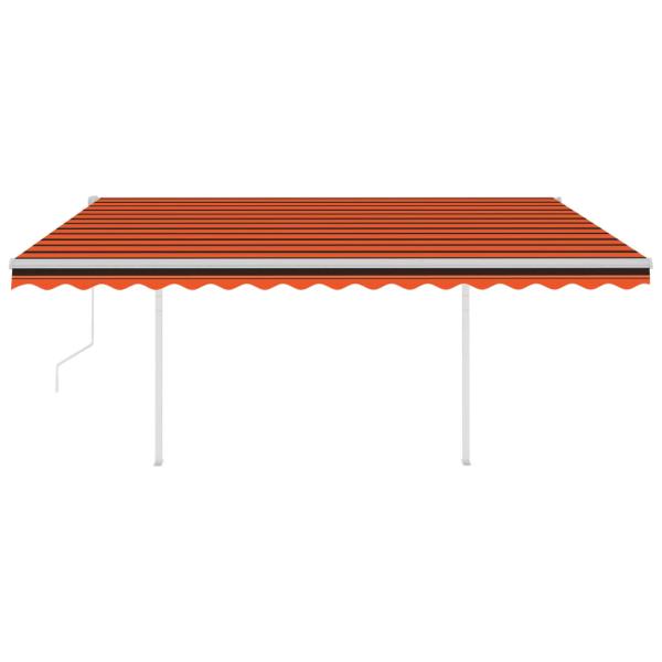 Markise Automatisch Einziehbar mit Pfosten 4,5x3 m Orange Braun