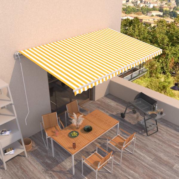 ARDEBO.de - Markise Automatisch Einziehbar 500x300 cm Gelb und Weiß