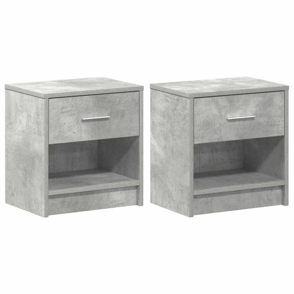 Nachttische 2 Stk. mit Schublade Betongrau 39x28x41 cm