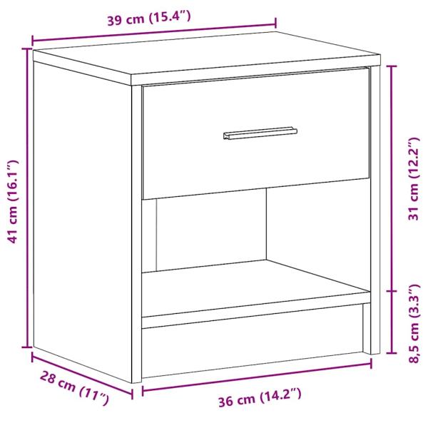 Nachttische 2 Stk. mit Schublade Sonoma-Eiche 39x28x41 cm
