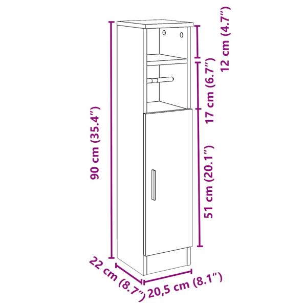 Badezimmerschrank mit Rollenhalter Räuchereiche 20,5x22x90 cm