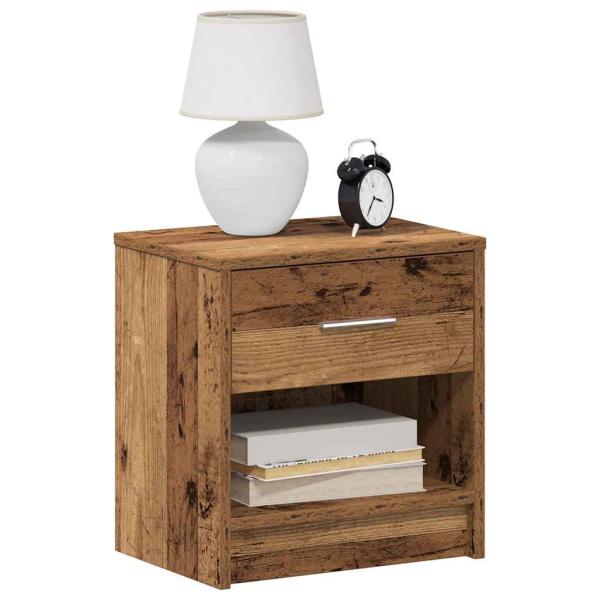 ARDEBO.de - Nachttische 2 Stk. mit Schublade Altholz-Optik 39x28x41 cm