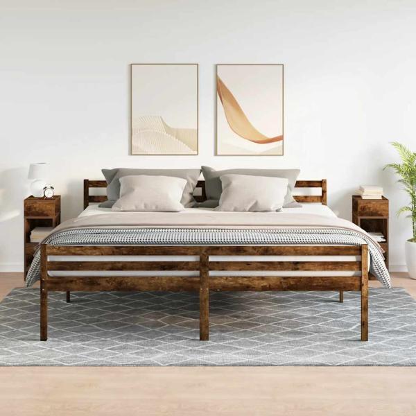 Nachttische 2 Stk. mit Schublade Räuchereiche 25x31x66 cm