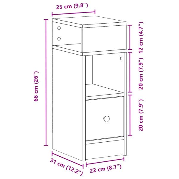 Nachttisch mit Schublade Altholz-Optik 25x31x66 cm