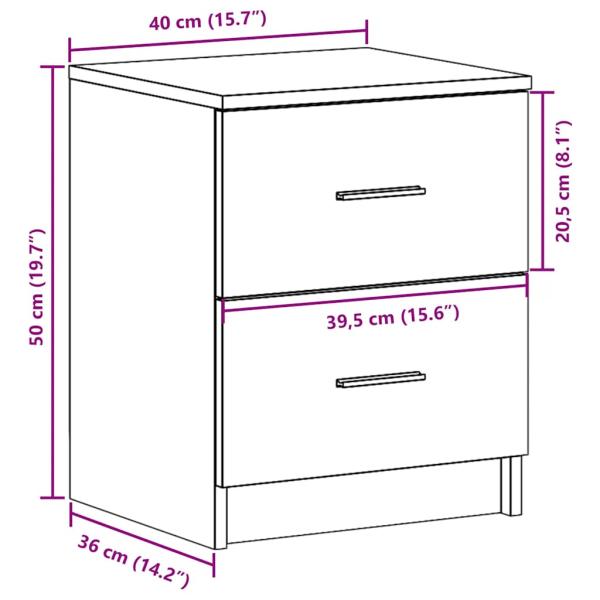 Nachttische 2 Stk. mit 2 Schubladen Eichen-Optik 40x36x50 cm