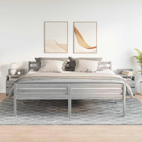 Nachttische 2 Stk. mit 2 Schubladen Grau Sonoma 40x33x60 cm