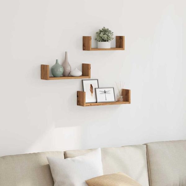 ARDEBO.de - Wandregale 3 Stk. Artisan-Eiche Holzwerkstoff