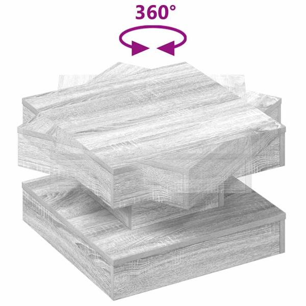 Couchtisch 360-Grad Drehbar Grau Sonoma 50x50x34,5 cm