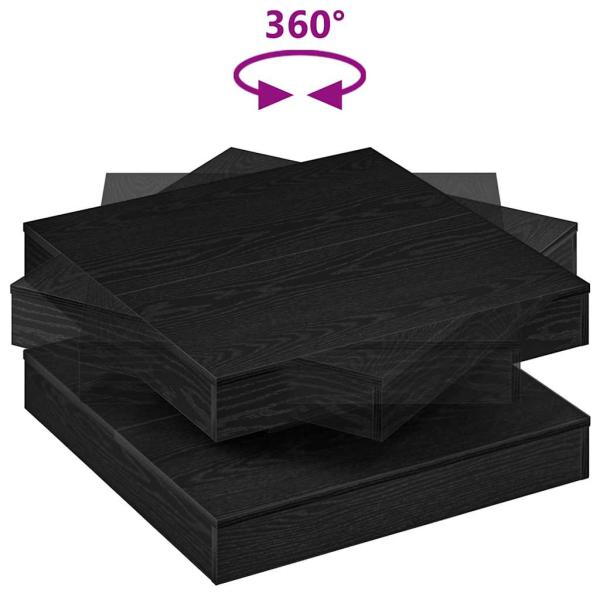 Couchtisch 360-Grad Drehbar Schwarz 70x70x34,5 cm