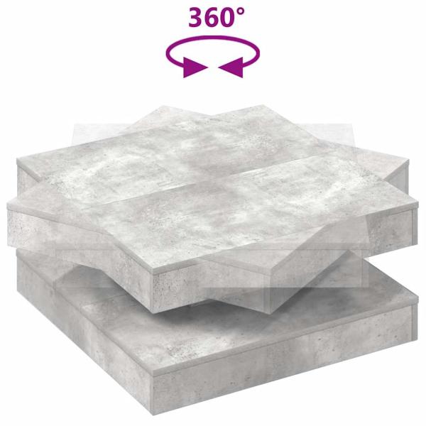 Couchtisch 360-Grad Drehbar Betongrau 70x70x34,5 cm