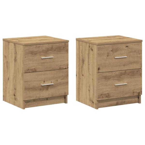 Nachttische 2 Stk. mit 2 Schubladen Artisan-Eiche 40x36x50 cm