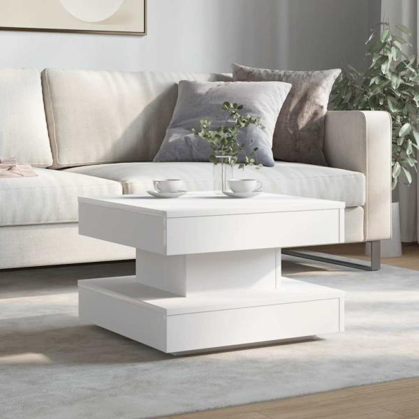 Couchtisch 360-Grad Drehbar Weiß 50x50x34,5 cm