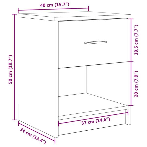 Nachttisch mit Schublade Schwarz 40x34x50 cm