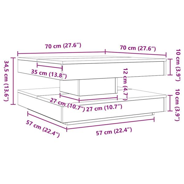 Couchtisch 360-Grad Drehbar Artisan-Eiche 70x70x34,5 cm