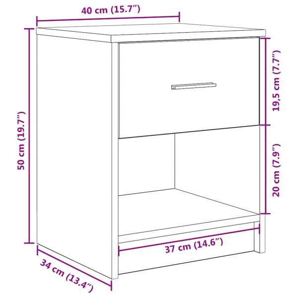 Nachttische 2 Stk. mit Schublade Betongrau 40x34x50 cm