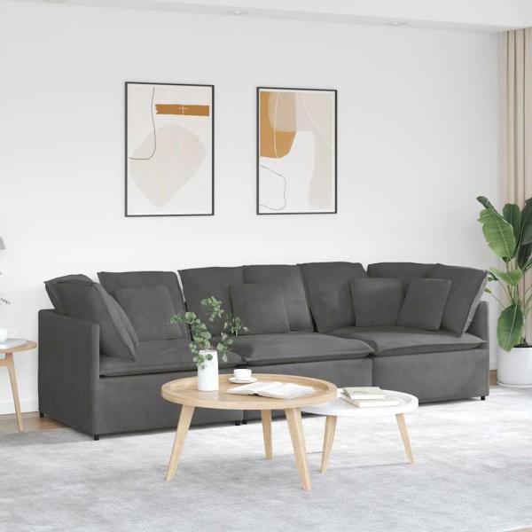 ARDEBO.de - Modulares Sofa mit Kissen Cordstoff Dunkelgrau