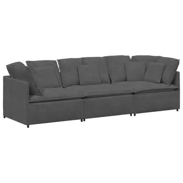 Modulares Sofa mit Kissen Cordstoff Dunkelgrau