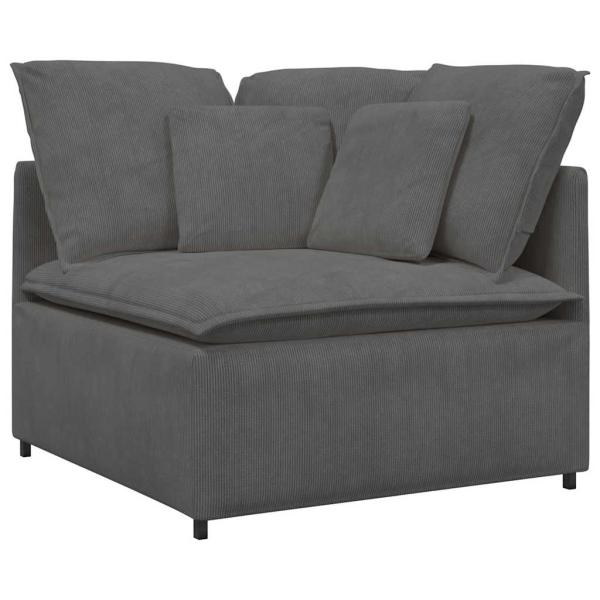 Modulares Sofa mit Kissen Cordstoff Dunkelgrau
