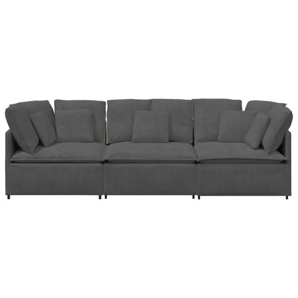Modulares Sofa mit Kissen Cordstoff Dunkelgrau