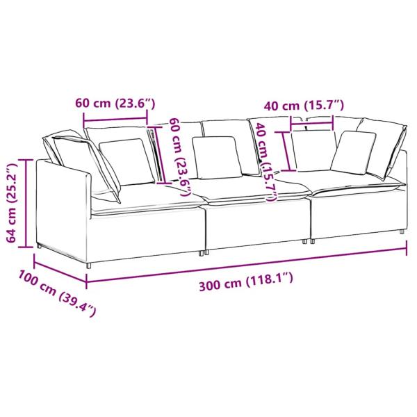 Modulares Sofa mit Kissen Cordstoff Dunkelgrau