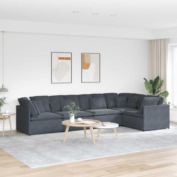 ARDEBO.de - Modulares Sofa mit Kissen Samt Dunkelgrau