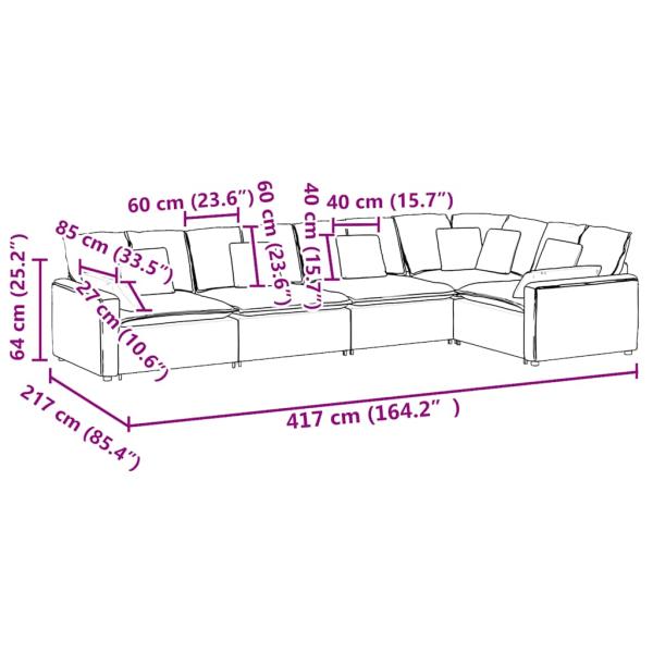Modulares Sofa mit Kissen Samt Blau