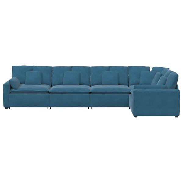 Modulares Sofa mit Kissen Samt Blau