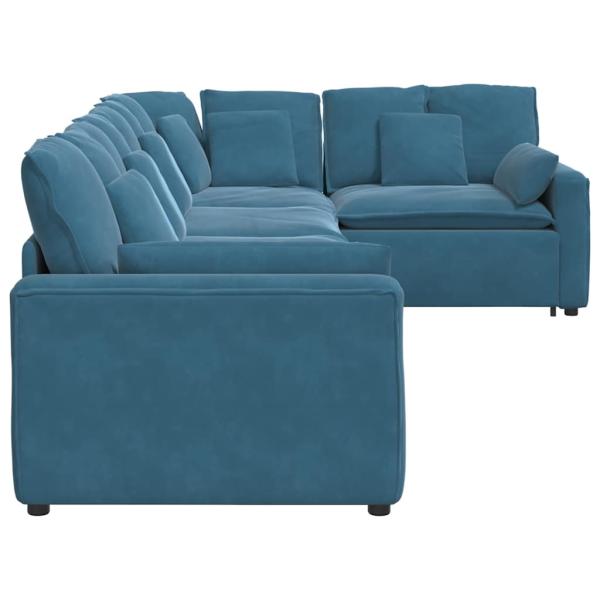 Modulares Sofa mit Kissen Samt Blau