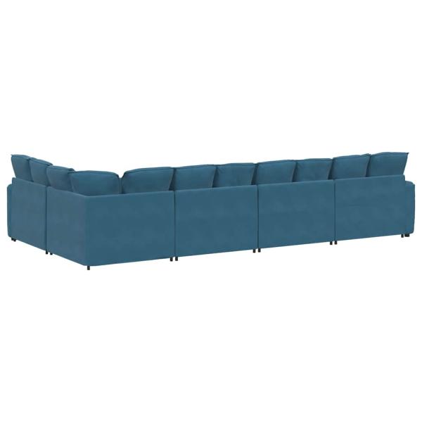 Modulares Sofa mit Kissen Samt Blau