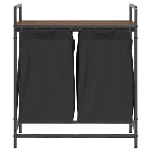 Wäschekorb 2 Fächer mit Ablage Braun Eichen-Optik