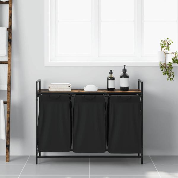 Wäschekorb 3 Fächer mit Ablage Räuchereiche