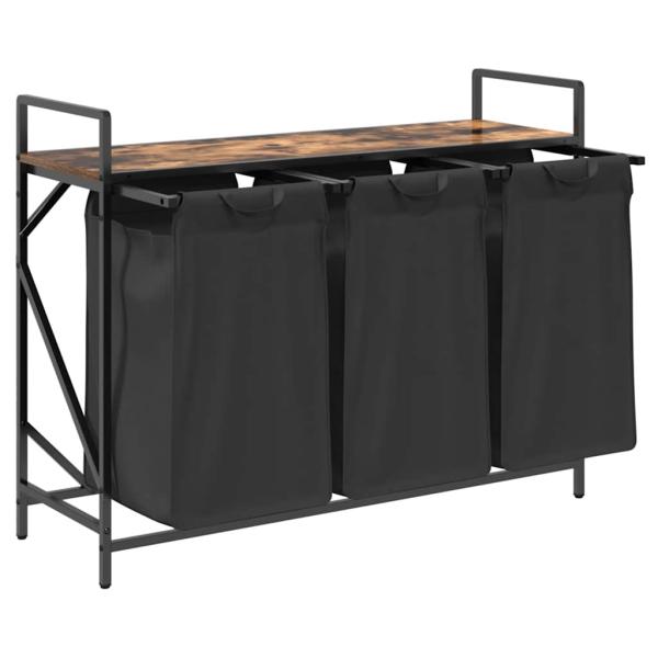 Wäschekorb 3 Fächer mit Ablage Räuchereiche