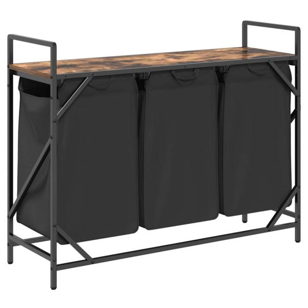 Wäschekorb 3 Fächer mit Ablage Räuchereiche