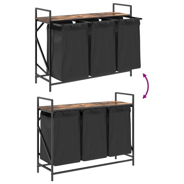 Wäschekorb 3 Fächer mit Ablage Räuchereiche