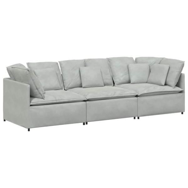 Modulares Sofa mit Kissen Samt Hellgrau