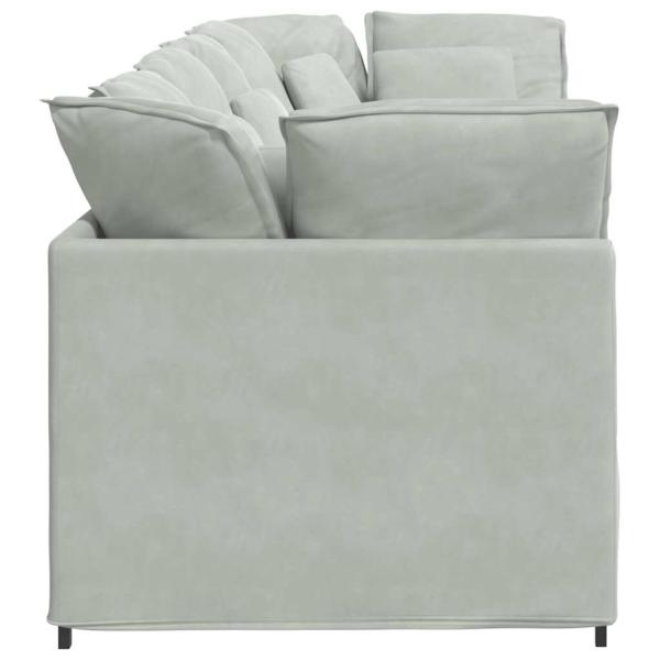 Modulares Sofa mit Kissen Samt Hellgrau