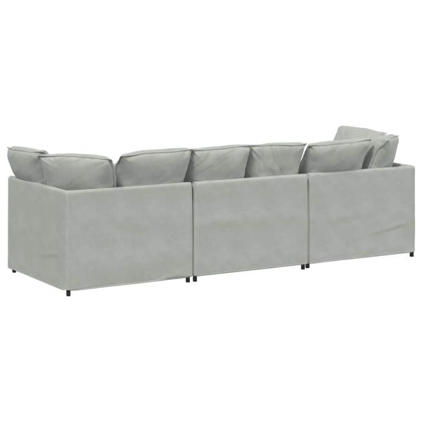 Modulares Sofa mit Kissen Samt Hellgrau