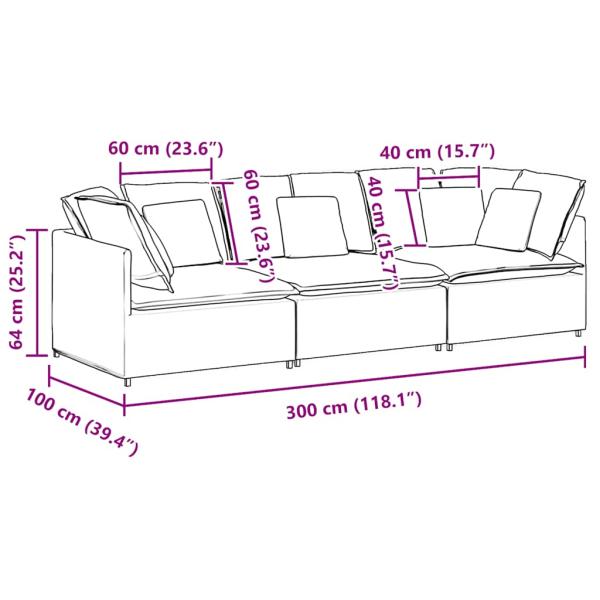 Modulares Sofa mit Kissen Samt Hellgrau
